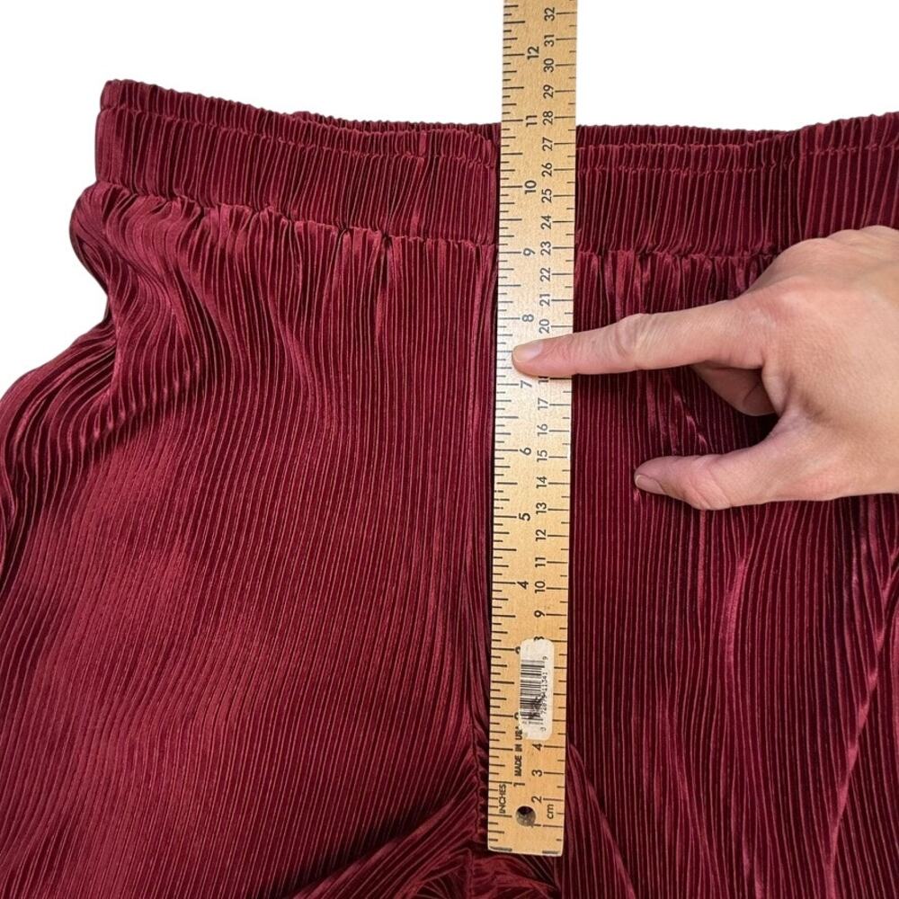 Waverles Pleated 2 Piece Set Burgundy Button Shirt Pants S Resort Lounge - Picture 13 of 16